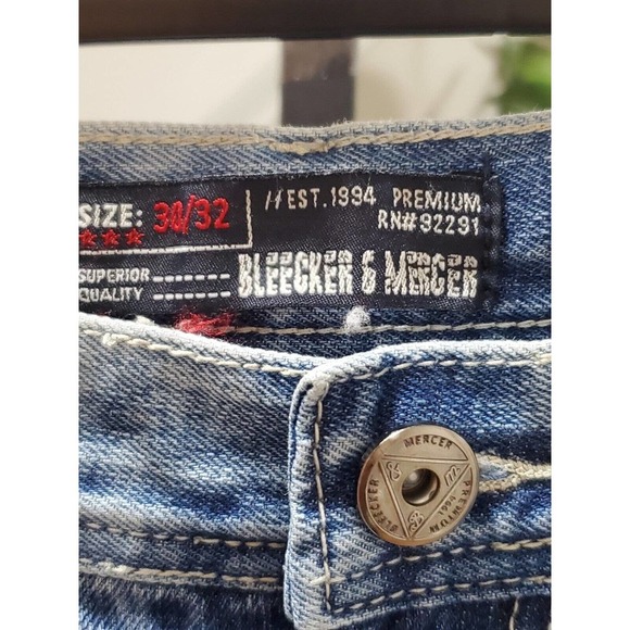 Bleecker & Mercer Men's Blue Denim Cotton Mid Rise Skinny Legs Jeans Pant 30/32 - Picture 5 of 10